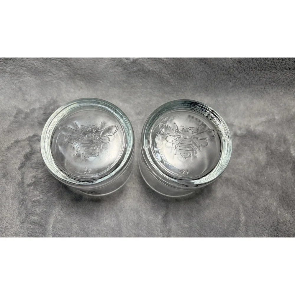 2 Jack Daniels Tennessee Honey Low Ball Rocks Glass Cups Bee Embossed On Bottom